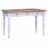 Mesa de madeira reciclada branca com gavetas 117x57x75 cm 1