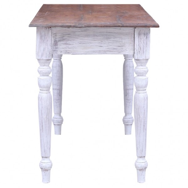 Mesa de madeira reciclada branca com gavetas 117x57x75 cm M 5