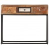Mesa consola de madera maciza reciclada dorado 90x30x75 cm 2