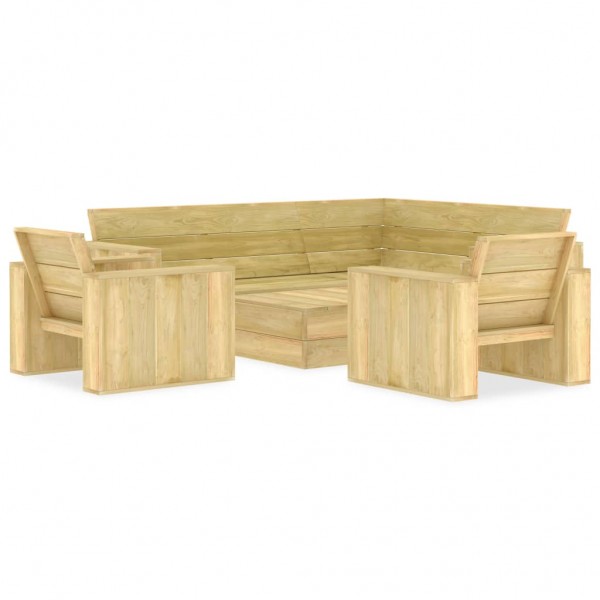 4 pcs conjunto lounge de jardim madeira de pinho impregnada D