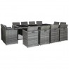 Set comedor de jardín 13 piezas y cojines ratán sintético gris 1