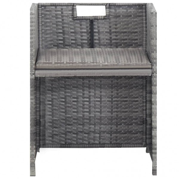 Set comedor de jardín 13 piezas y cojines ratán sintético gris M 5