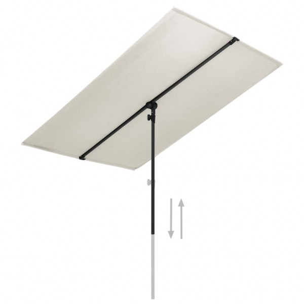 Sombrilla de jardín con palo de aluminio blanco arena 180x110cm M 2