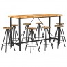 Muebles de bar 9 pzas madera maciza acacia y madera reciclada 1