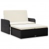 2 pcs conjunto lounge de jardim c/ almofadões vime PE preto 1