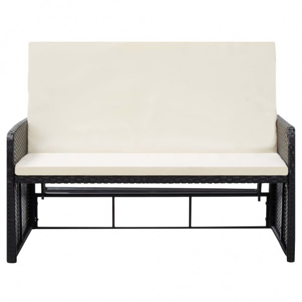 2 pcs conjunto lounge de jardim c/ almofadões vime PE preto M 4