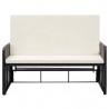 Set muebles de jardín 2 piezas y cojines ratán sintético negro 4