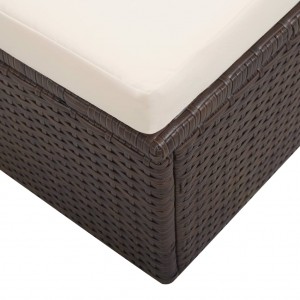 2 pcs conjunto lounge jardim c/ almofadões vime PE castanho H