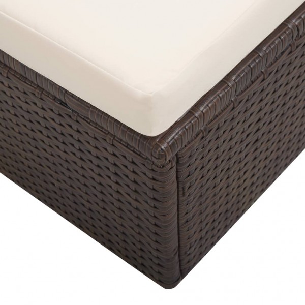 2 pcs conjunto lounge jardim c/ almofadões vime PE castanho M 2