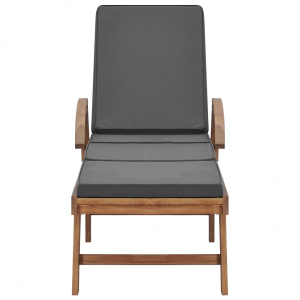 Espreguiçadeiras + almofadões 2 pcs teca maciça cinzento-escuro M 3