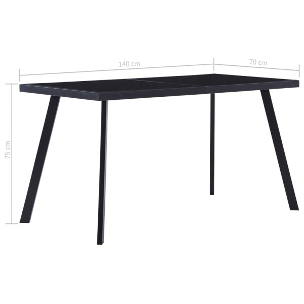 Mesa de comedor de vidrio templado negro 140x70x75 cm M 5