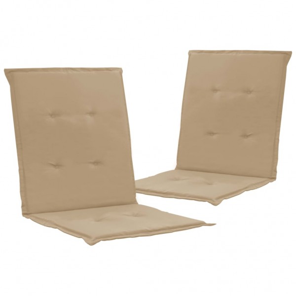 Cojín de silla de jardín respaldo bajo 2 uds tela Oxford beige D