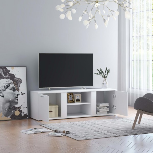 Mueble de TV madera contrachapada blanco 120x34x37 cm M 4