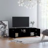 Mueble de TV madera contrachapada negra 120x34x37 cm 4