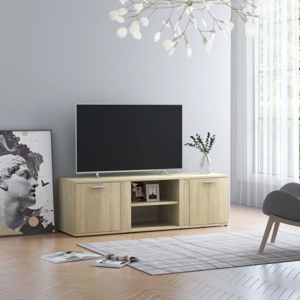 Mueble de TV madera contrachapada color roble 120x34x37 cm D