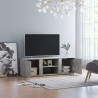 Mueble de TV madera contrachapada gris hormigón 120x34x37 cm 4