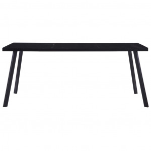 Mesa de comedor de vidrio templado negro 160x80x75 cm H