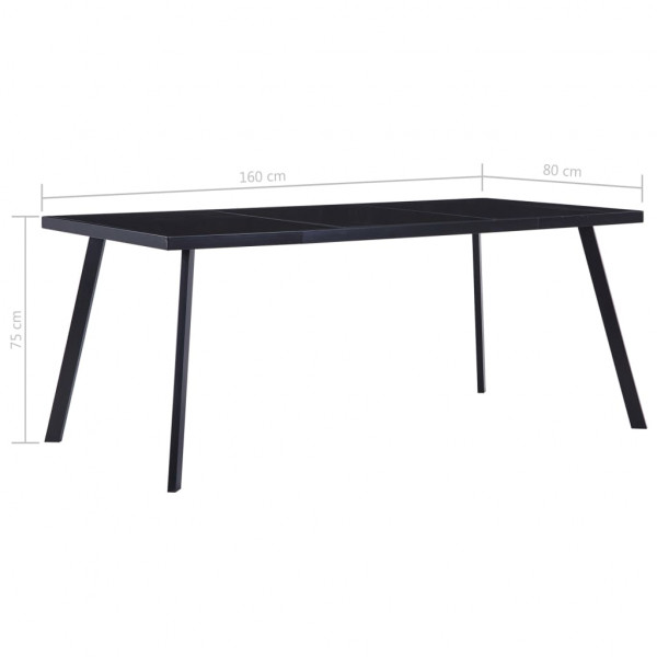 Mesa de comedor de vidrio templado negro 160x80x75 cm M 5