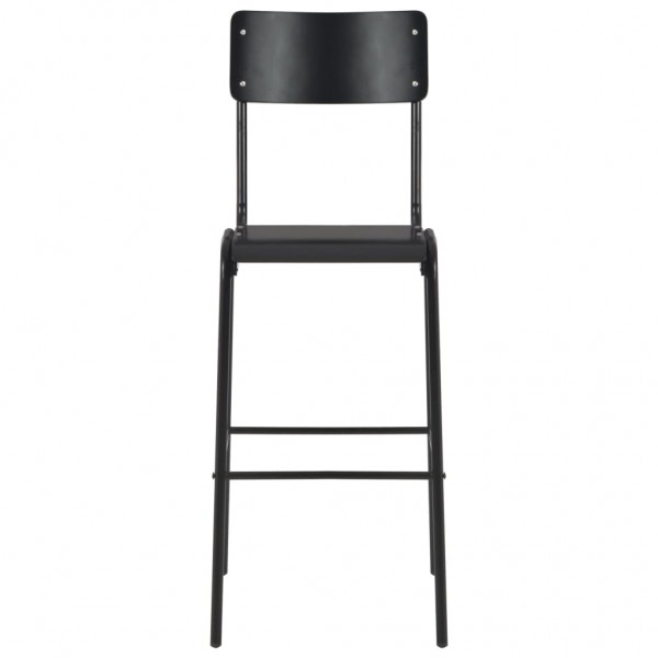 Taburetes de cocina 4 uds madera contrachapada y acero negro M 3