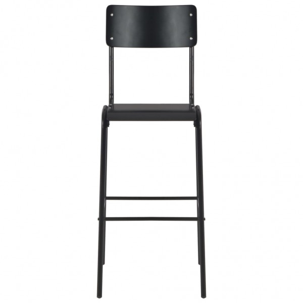 Taburetes de cocina 6 uds madera contrachapada y acero negro M 3