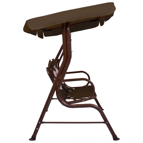 Banco de baloiçar para crianças 115x75x110 cm tecido castanho M 3