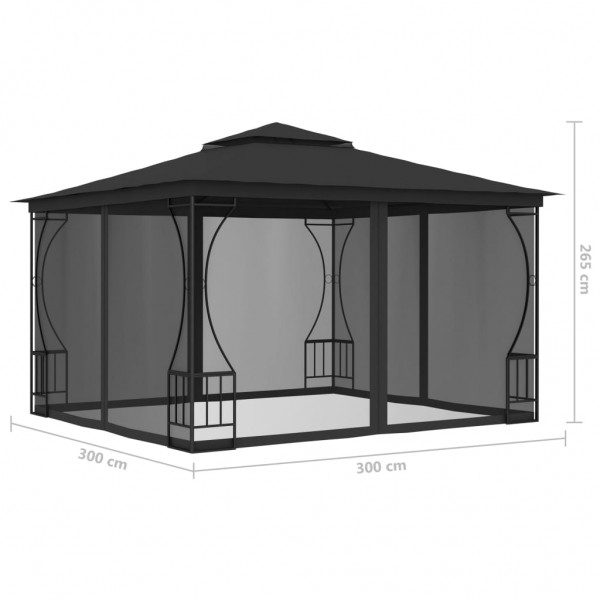 Gazebo com redes 300x300x265 cm antracite M 5