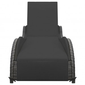 Tumbona con cojín ratán sintético gris antracita H