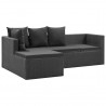 4 pcs conjunto lounge de jardim c/ almofadões vime PE preto 5