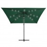Guarda-sol cantilever c/ luzes LED e poste aço 250x250 cm verde 5