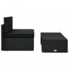 2 pcs conjunto lounge para jardim vime PE preto 2