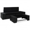 3 pcs conjunto lounge para jardim vime PE preto 1