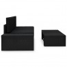 3 pcs conjunto lounge para jardim vime PE preto 3