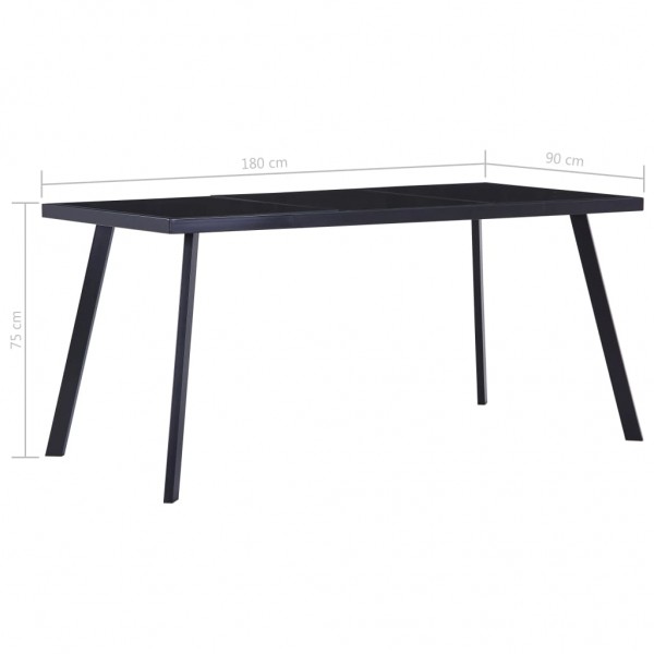 Mesa de comedor de vidrio templado negro 180x90x75 cm M 5