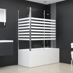 Mampara de baño vidrio templado a rayas 120x68x130 cm H