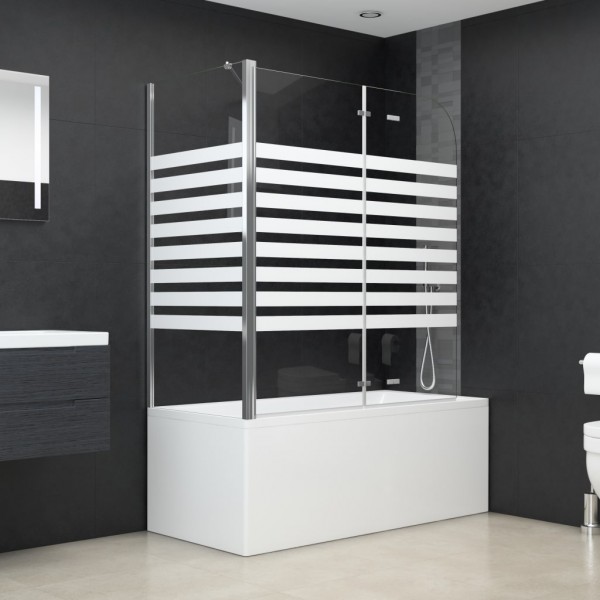Mampara de baño vidrio templado a rayas 120x68x130 cm M 2