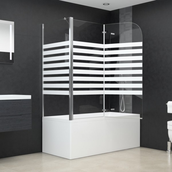 Mampara de baño vidrio templado a rayas 120x68x130 cm M 3