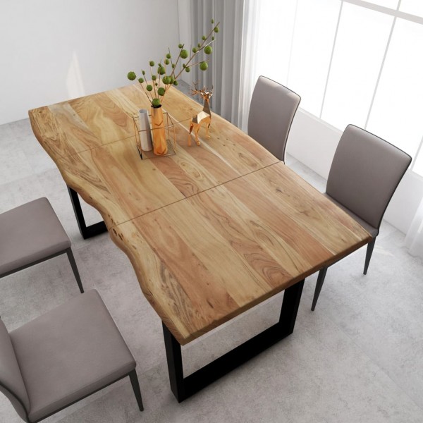 Mesa de comedor de madera maciza de acacia 180x90x76 cm D