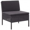 3 pcs conjunto lounge de jardim c/ almofadões vime PE preto 4