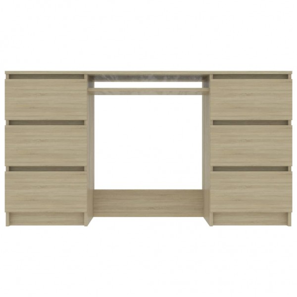 Escritorio madera contrachapada color roble Sonoma 140x50x77 cm M 3