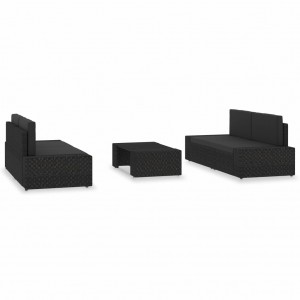 5 pcs conjunto lounge para jardim vime PE preto H