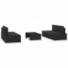 5 pcs conjunto lounge para jardim vime PE preto 2