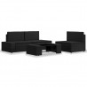 4 pcs conjunto lounge para jardim vime PE preto 1