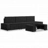4 pcs conjunto lounge para jardim vime PE preto 2
