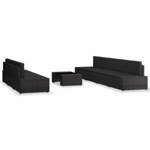 Juego de muebles de jardín 8 piezas ratán sintético negro H