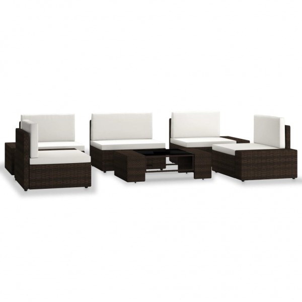 Juego de muebles de jardín 6 piezas ratán sintético marrón D