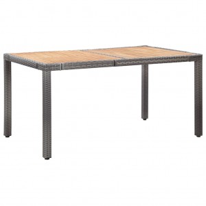 Set de comedor de jardín 7 pzas y cojines ratán sintético gris H