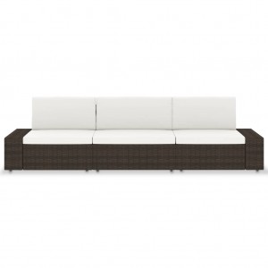 Sofá seccional de 3 plazas de ratán sintético marrón H