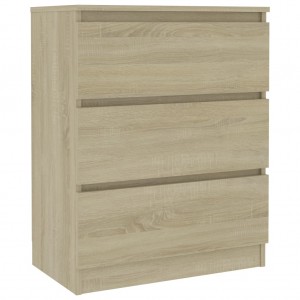 Aparador de madera contrachapada color roble Sonoma 60x35x76 cm H
