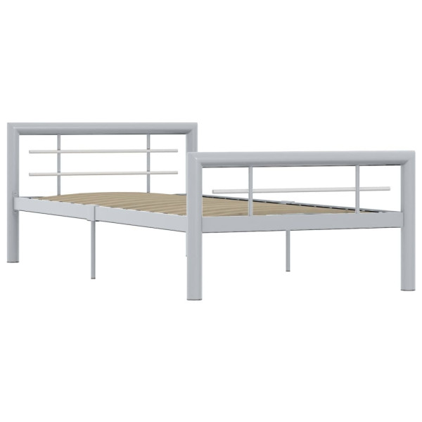 Estructura de cama de metal gris y blanco 90x200 cm M 2