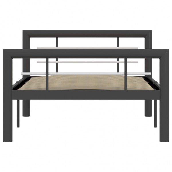 Estructura de cama de metal gris y blanco 90x200 cm M 3